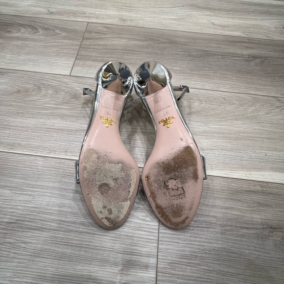 Prada Silver Kitten Heel Sandal | Size 38 - Picture 5 of 6